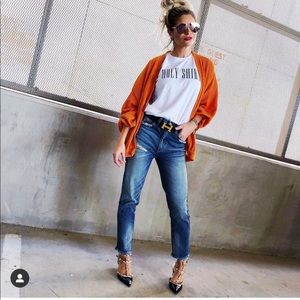 LUSH orange cord cardigan with pockets SMALL